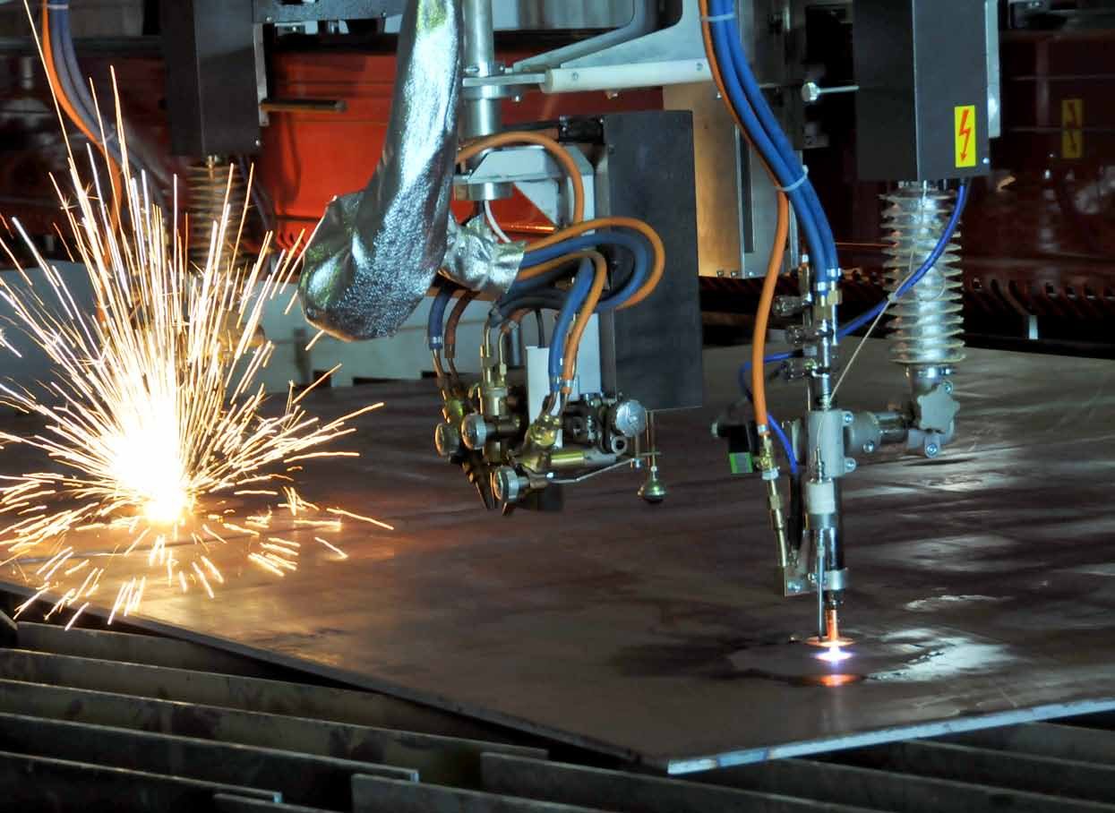 CNC plasma cutting in operation